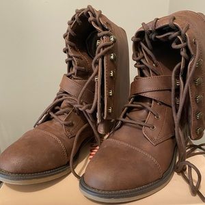 Brand new chocolate brown combat boots.